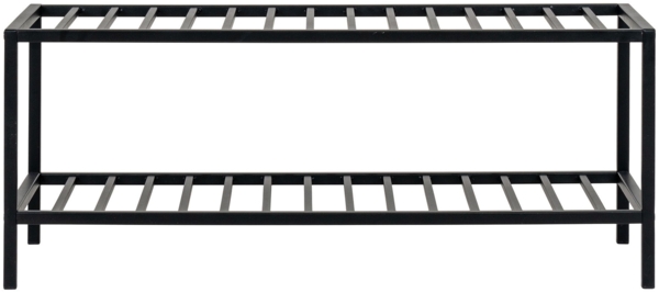 Schuhregal, 2 Einlegeböden, schwarzes Stahlgestell, 79x34 cm