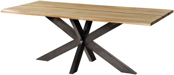 Baumtisch Mango 240x100x74 natur lackiert / Epoxid schwarz, Kreuzgestell anthrazit glänzend EPOXY