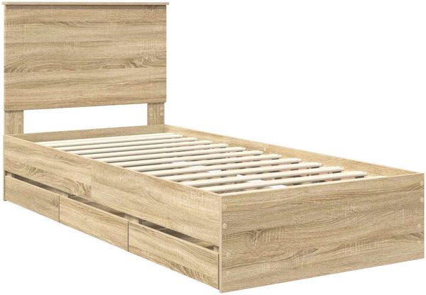 vidaXL Bettrahmen Sonoma-Eiche 100 x 200 cm Ingenieurs Holz 3409491 Bild 4