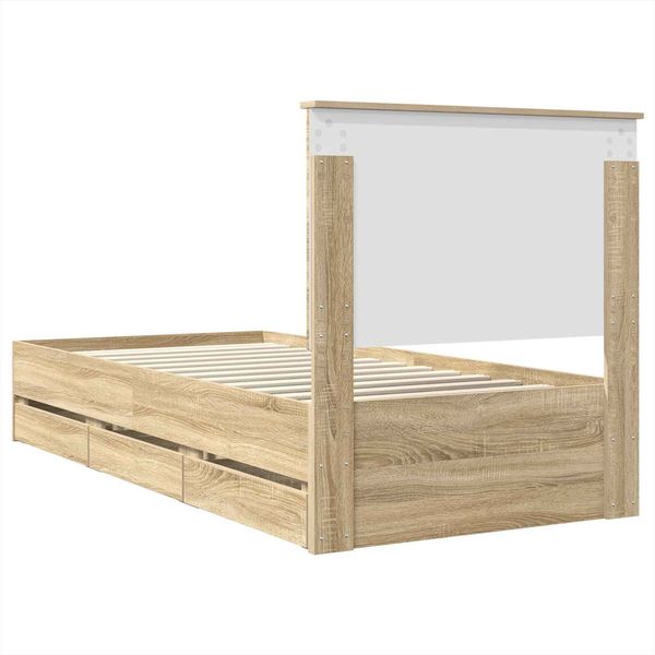 vidaXL Bettrahmen Sonoma-Eiche 100 x 200 cm Ingenieurs Holz 3409491 Bild 10