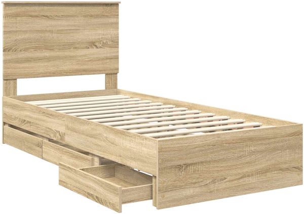 vidaXL Bettrahmen Sonoma-Eiche 100 x 200 cm Ingenieurs Holz 3409491 Bild 5