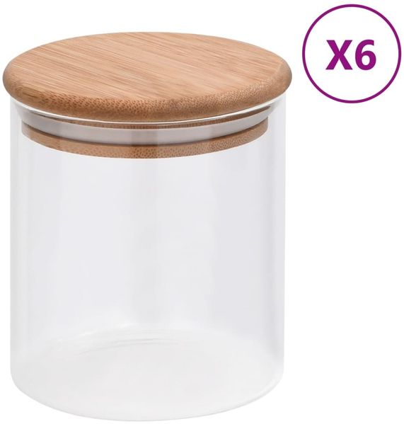vidaXL Vorratsgläser mit Bambusdeckel 6 Stk. 600 ml 150694