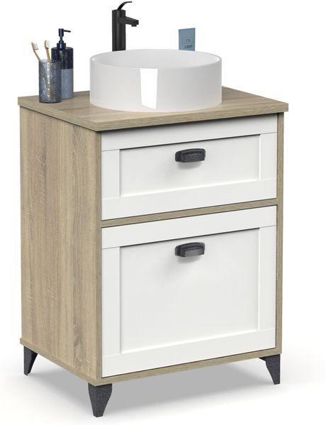 MUEBLES PITARCH Waschtischunterschrank Toskana, inklusive Waschbecken, Kambrian/Weiß, Maße 92 x 61 x 47 cm