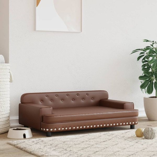 vidaXL Hundebett, Kunstleder, Braun, 90 x 53 x 30 cm