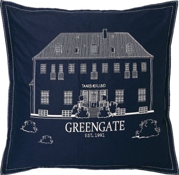 Greengate Kissenhülle Greengate Haus mit Stickerei Blue (50x50 cm) COTCUS50ENGGL2502