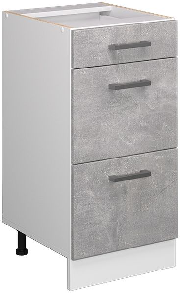Küchenunterschrank R-Line Beton 40 cm mit Schubladen, ohne Arbeitsplatte Vicco