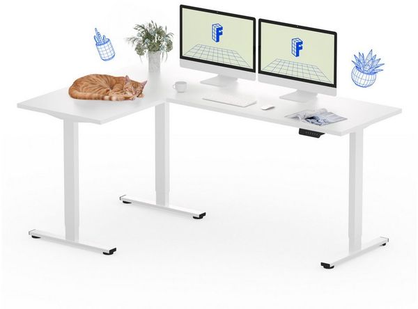 FLEXISPOT Eckschreibtisch Q1/Q3L L-Computertisch (4 Höhen-Speicherplätze & Anti-Kollisionssystem & Geräuschlos), Höhenverstellbarer L-Form Schreibtisch 180 x 120 cm