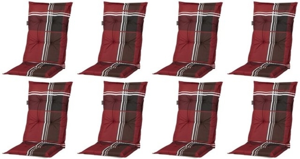 Madison Hochlehnerauflage 8er Set A 023 Gartenstuhl Auflagen Kissen Polster für Hochlehner, (8er Set), rot kariert Bild 4