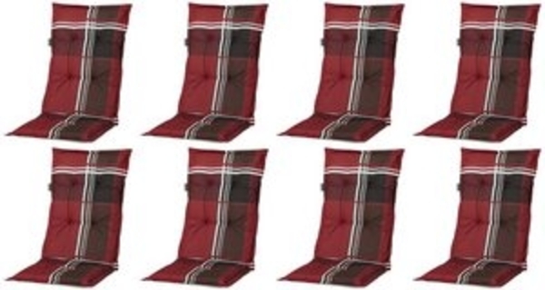 Madison Hochlehnerauflage 8er Set A 023 Gartenstuhl Auflagen Kissen Polster für Hochlehner, (8er Set), rot kariert Bild 6