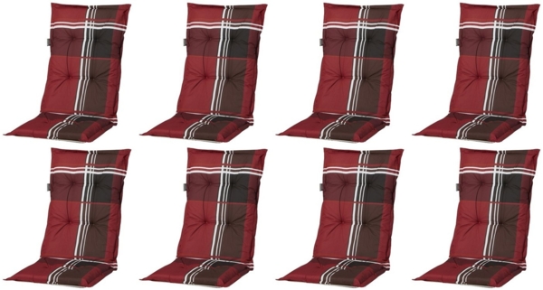 Madison Hochlehnerauflage 8er Set A 023 Gartenstuhl Auflagen Kissen Polster für Hochlehner, (8er Set), rot kariert