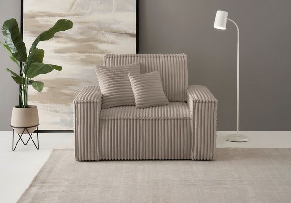 OTTO home Loveseat FINNLEY, XXL-Sessel, Lesesessel, trendige Stoffe, inkl. Zierkissen (1-St), verfügbar in den Stoffqualitäten Bouclé, Struktur fein und Mega Cord