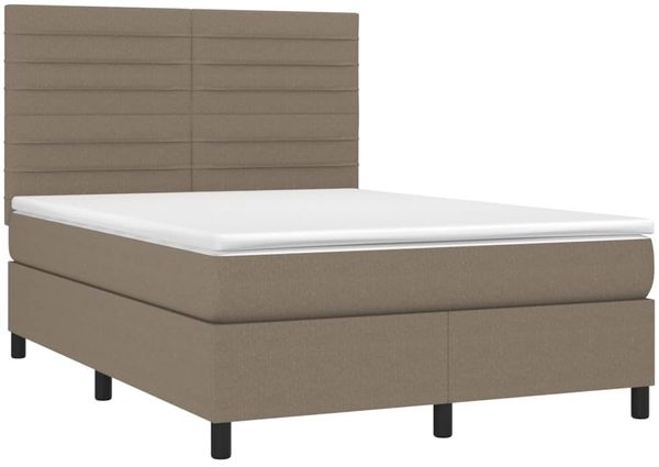 vidaXL Boxspringbett mit Matratze & LED Taupe 140x200 cm Stoff 3134961 Bild 3