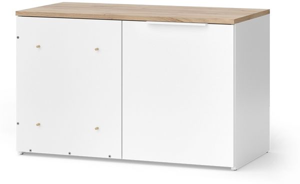 Eckkommode Wido Weiß/Sonoma 80 x 50 cm mit Tür Vicco
