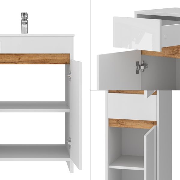 Badmöbel-Set Lemgo Weiß Hochglanz 5er-Set Vicco Bild 6