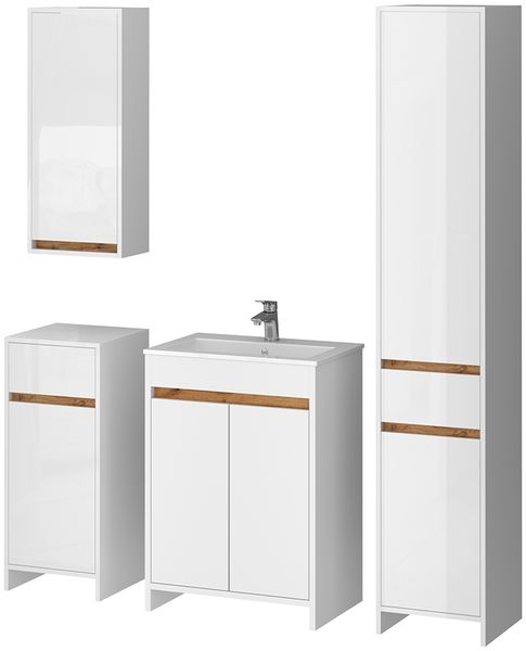 Badmöbel-Set Lemgo Weiß Hochglanz 5er-Set Vicco