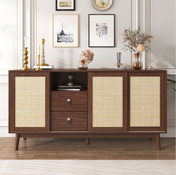 SOFTWEARY Sideboard Breite 155 cm, Küchenbuffet, Küchenschrank, Mehrzweckschrank