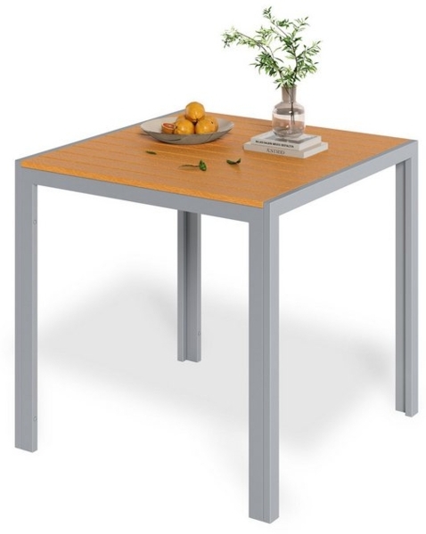 TLGREEN Gartentisch Aluminiumrahmen Quadratisch (75x75cm WPC Balkontisch Wetterfest, Quadratisch Terrassentisch, 1 Tisch), Esstisch Outdoor, Hitze- und Wetterbeständig, rutschfest-schwarz Bild 4