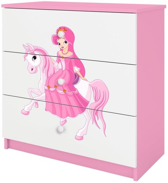 Raumhirsch Furniture Kommode Kinderkommode mit Schubladen Prinzessin zu Pferd