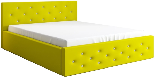 Polsterbett VALI-OM 180x200 ohne Matratze, Bettkasten und Lattenrost. Farbe: Gelb 18