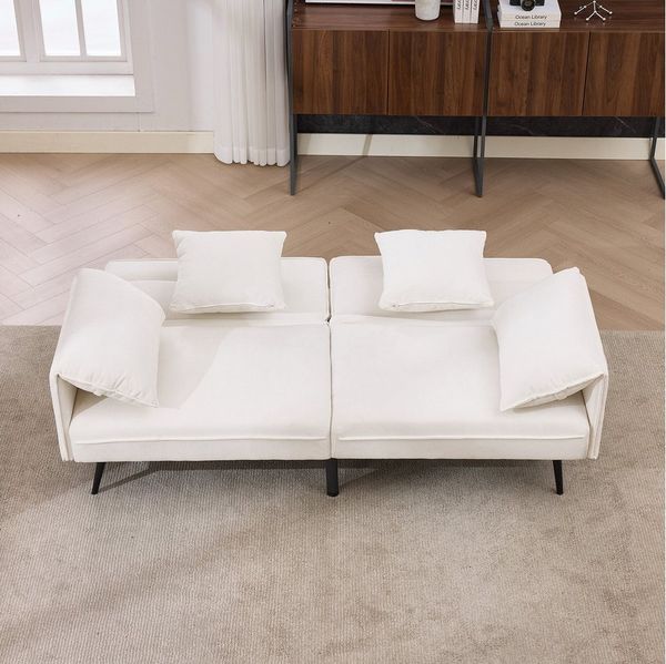 Merax Schlafsofa mit 3-Fach verstellbarer Rückenlehne 100°–180°, 167,5 x 73 x 70 cm 1 Teile, 2-Sitzer Liebessofa Loungesofa Sofabett, Chenille-Stoff