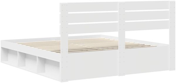 vidaXL Bettrahmen mit Kopfteil Weiß 200 x 200 cm Massives Kiefernholz 3411375 Bild 9
