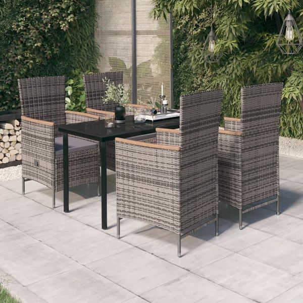 vidaXL 5-tlg. Garten-Essgruppe mit Kissen Grau 3099433