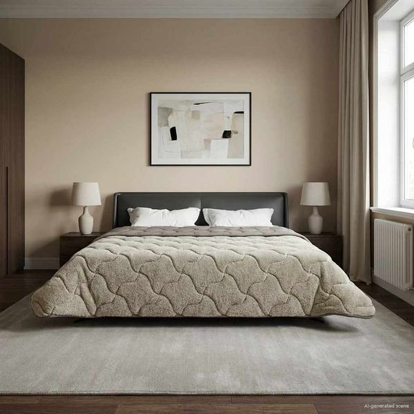 vidaXL Winterbettdecke Gepolstert Hellgrau 240 x 260 cm 42026324