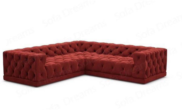 Ecksofa Palma L Form aus Samtstoff - Samtstoff - rot