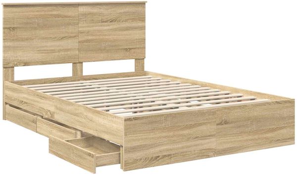 vidaXL Bettrahmen Sonoma-Eiche 140 x 200 cm Ingenieurs Holz 3409463 Bild 5