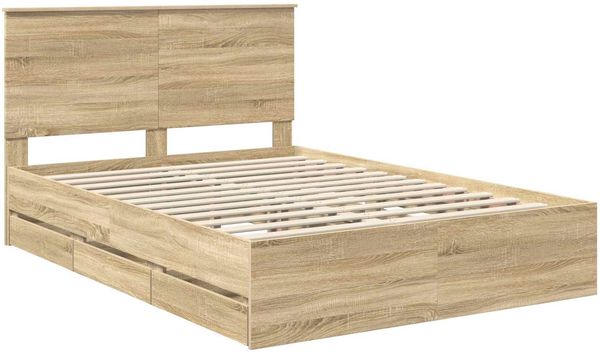vidaXL Bettrahmen Sonoma-Eiche 140 x 200 cm Ingenieurs Holz 3409463 Bild 4