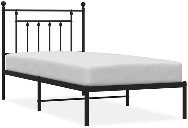 Einzelbettgestell Design für Erwachsene mit Kopfteil Metall Schwarz 90x190 cm d2788e