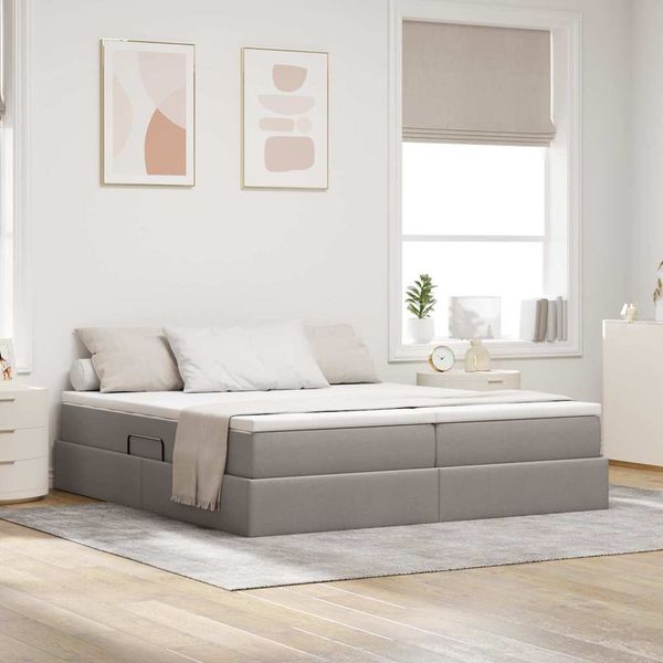 vidaXL Aufbewahrungsbett mit Matratze Taupe 180 x 200 cm Polyester 3370352