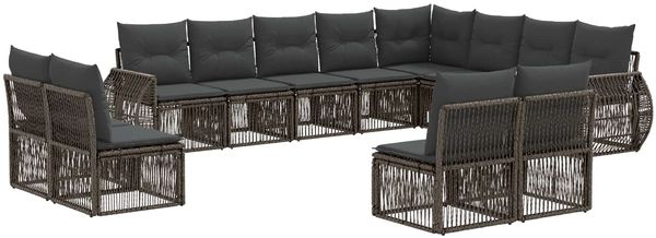 vidaXL Gartensofa-set 12 pcs Grau und Dunkelgrau Poly-Rattan 3435575