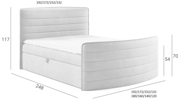 Boxspringbett Schlafzimmerbett AMBRA 120x200cm Stoff Elisa Velvet Cappuccino Bild 3