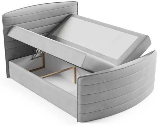 Boxspringbett Schlafzimmerbett AMBRA 120x200cm Stoff Elisa Velvet Cappuccino Bild 2