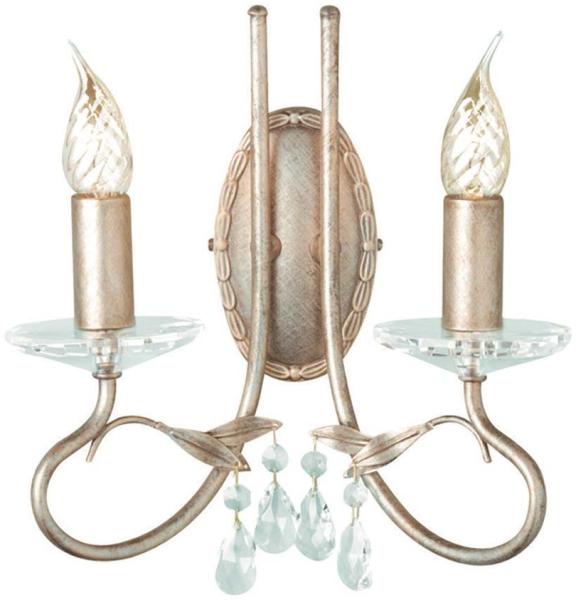 Wandlampe, Stahl Kristallglas, Silber Gold, H 29,5 cm
