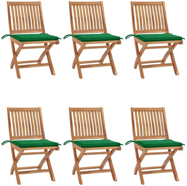 vidaXL Klappbare Gartenstühle mit Kissen 6 Stk. Massivholz Teak 3072839