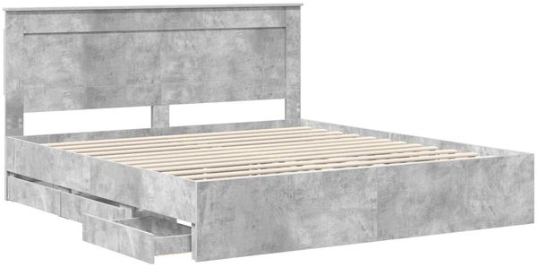 vidaXL Bettrahmen mit Kopfteil Beton Grau 200 x 200 cm Ingenieurs Holz 3410154 Bild 5
