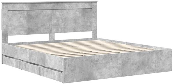 vidaXL Bettrahmen mit Kopfteil Beton Grau 200 x 200 cm Ingenieurs Holz 3410154 Bild 4