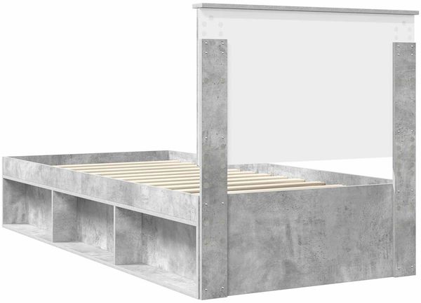 vidaXL Bettrahmen Beton Grau 90 x 190 cm Massives Kiefernholz 3411067 Bild 9