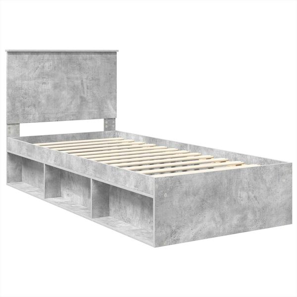 vidaXL Bettrahmen Beton Grau 90 x 190 cm Massives Kiefernholz 3411067 Bild 4