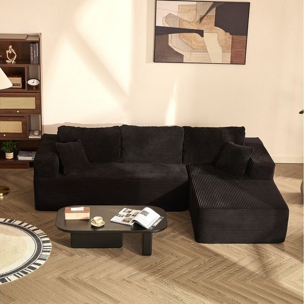 LITBIRD Sofa Modulares L-förmiges Ecksofa mit Schlaffunktion, 272 x 175 x 61 cm, 1 Teile, Rahmenloses Schlafsofa mit symmetrischem Doppelsitz, montagefrei