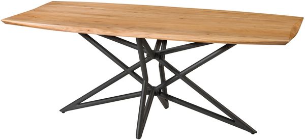 Esstisch Akazie 240x100x77 natur lackiert / Sterngestell schwarz