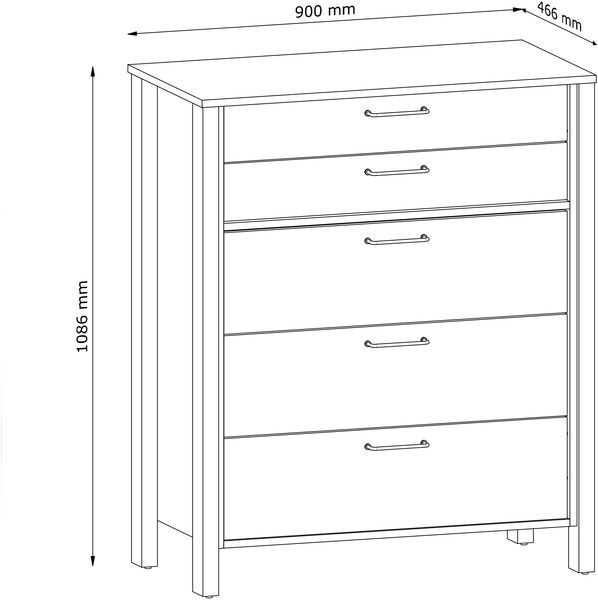 AX LIVING Kommode mit Schubladen Iseonia K5S 90cm, Eiche Wotan & Grün Bild 3