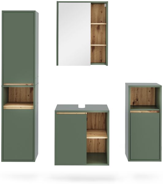 Badmöbel-Set Viola Grün/Artisan 4 Teile Vicco