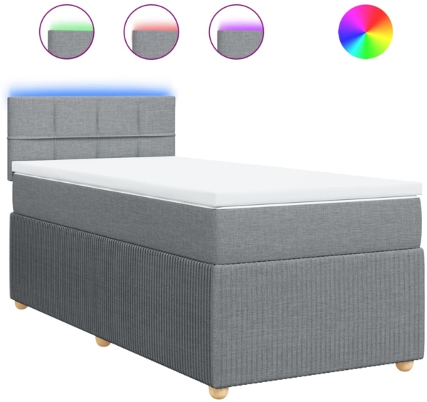 vidaXL Boxspringbett mit Matratze Hellgrau 80x200 cm Stoff 3289583