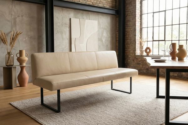KAWOLA Esszimmerbank ELEEN Leder beige 223cm 85 x 69 x 223 cm
