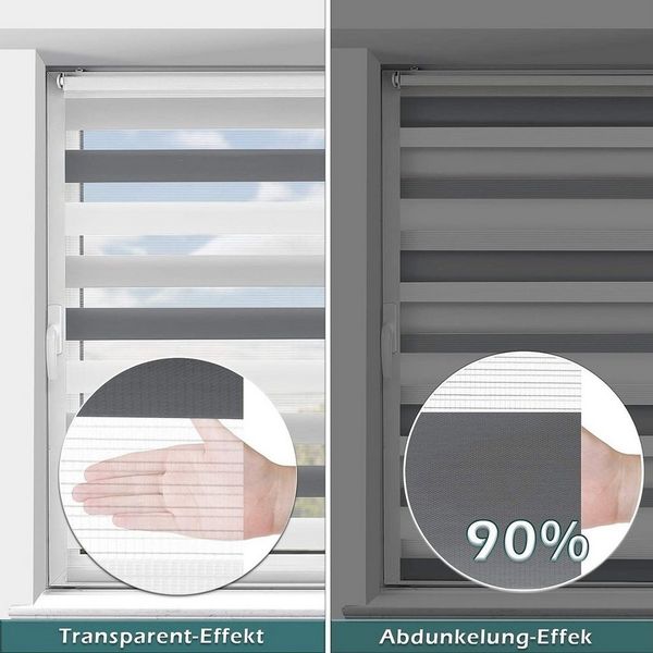 Doppelrollo Klemmfix ohne Bohren, Vkele, 230cm,freihängend Klemmträger, Klemmfix, rollos Blickdicht für Fenster und Tür