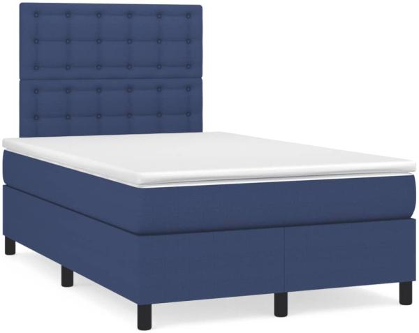 vidaXL Boxspringbett mit Matratze & LED Blau 120x190 cm Stoff 3270231