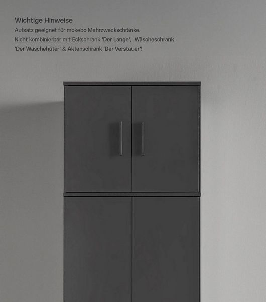 mokebo Mehrzweckschrank Der Extralange Besenschrank, Putzschrank, Flurschrank, Aufbewarhungsschrank schwarz